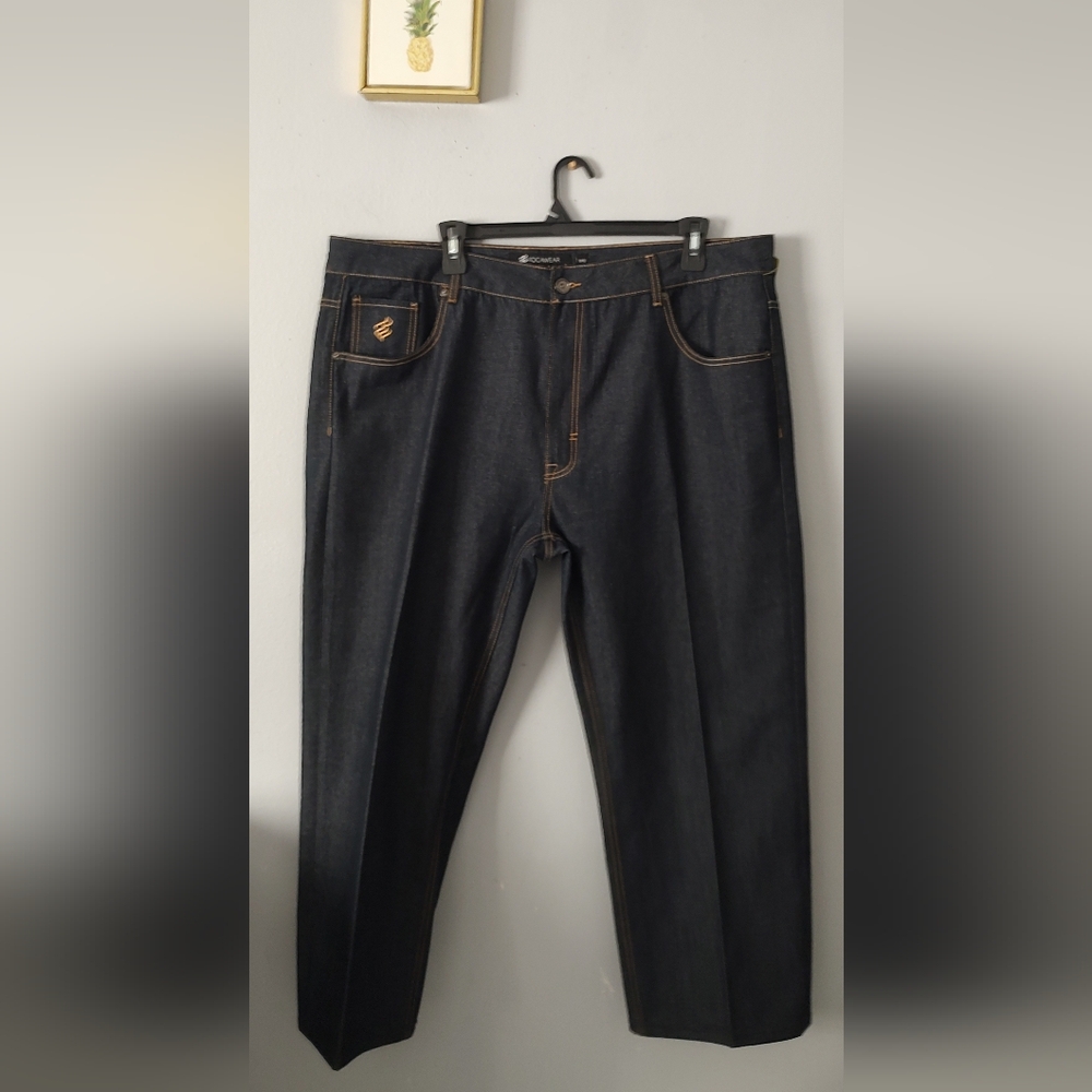 Rocawear Jeans  Men's  46W Classic Fit Color Black Zipper 5 Pockets Embroidery